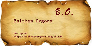 Balthes Orgona névjegykártya